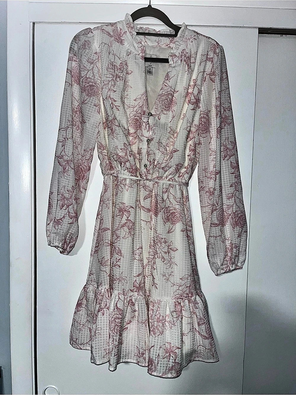 Joie Floral Mini Dress in Pink & White Size Small Like New